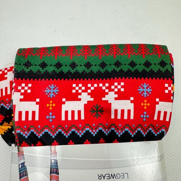 Holiday Festive WLeggings Fleece Lined L/XL Polyester Spandex Cozy Christmas Des - Picture 3 of 8